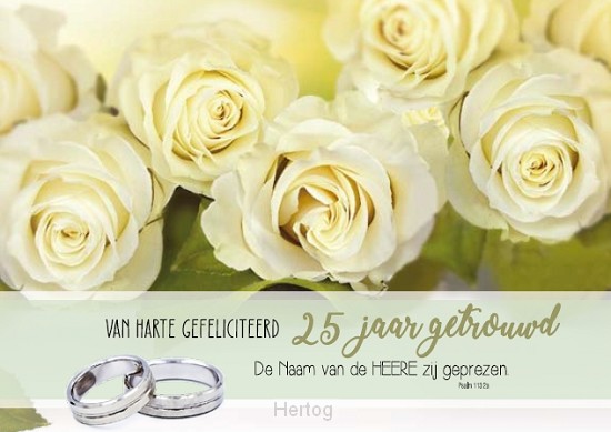 Van harte gefeliciteerd 25 jaar getrouwd - wenskaart Bijbeltekst SV