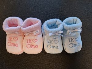 Ik hou van oma - slofjes roze en blauw
